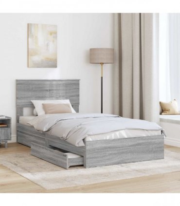 vidaXL Storage Bed Adjustable Grey Sonoma 100 x 200 cm Engineered Wood