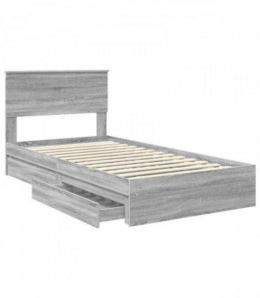 vidaXL Storage Bed Adjustable Grey Sonoma 100 x 200 cm Engineered Wood