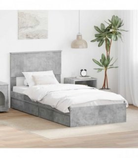 vidaXL Storage Bed Concrete Grey 90 x 190 cm Engineered Wood