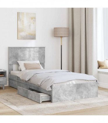 vidaXL Storage Bed Concrete Grey 90 x 190 cm Engineered Wood
