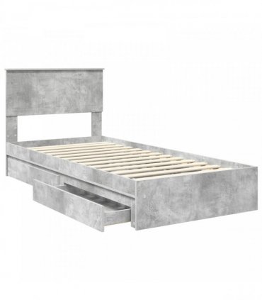 vidaXL Storage Bed Concrete Grey 90 x 190 cm Engineered Wood