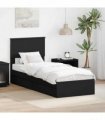 vidaXL Storage Bed with Drawer Black 75 x 190 cm Engineered Wood