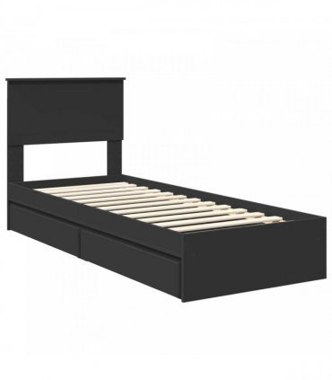 vidaXL Storage Bed with Drawer Black 75 x 190 cm Engineered Wood