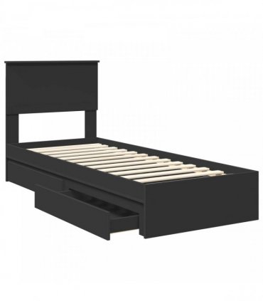 vidaXL Storage Bed with Drawer Black 75 x 190 cm Engineered Wood