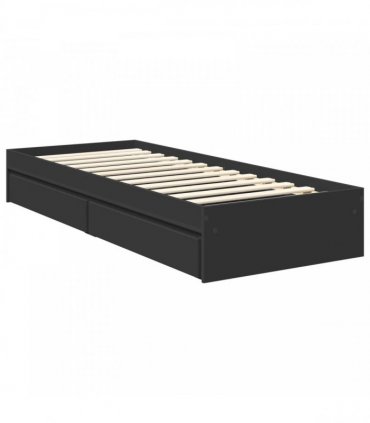 vidaXL Storage Bed with Drawer Black 75 x 190 cm Engineered Wood
