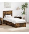 vidaXL Storage Bed with Drawer Smoked Oak 75 x 190 cm Engineered Wood