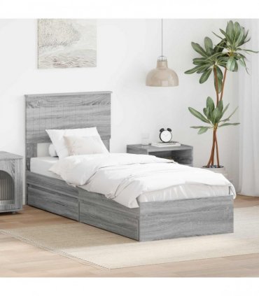 vidaXL Storage Bed Grey Sonoma 75 x 190 cm Engineered Wood