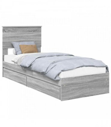 vidaXL Storage Bed Grey Sonoma 75 x 190 cm Engineered Wood