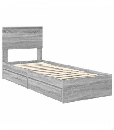 vidaXL Storage Bed Grey Sonoma 75 x 190 cm Engineered Wood