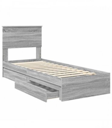 vidaXL Storage Bed Grey Sonoma 75 x 190 cm Engineered Wood
