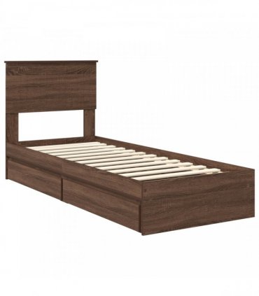 vidaXL Storage Bed with Drawer Brown Oak 75 x 190 cm Engineered Wood