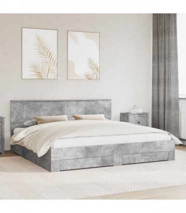 vidaXL Bed Frame Concrete Grey 200 x 200 cm Engineered Wood