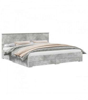 vidaXL Bed Frame Concrete Grey 200 x 200 cm Engineered Wood