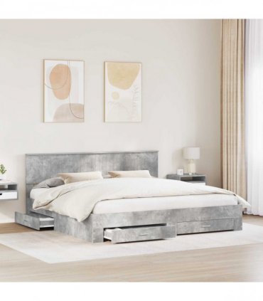 vidaXL Bed Frame Concrete Grey 200 x 200 cm Engineered Wood