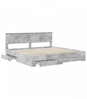 vidaXL Bed Frame Concrete Grey 200 x 200 cm Engineered Wood