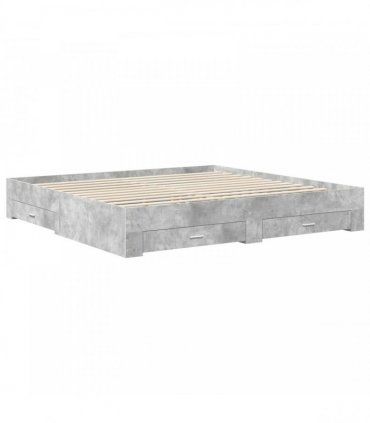 vidaXL Bed Frame Concrete Grey 200 x 200 cm Engineered Wood