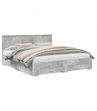 vidaXL Bed Frame Concrete Grey 180 x 200 cm Engineered Wood