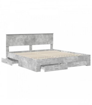 vidaXL Bed Frame Concrete Grey 180 x 200 cm Engineered Wood