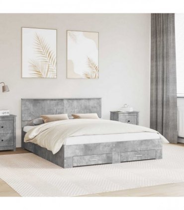 vidaXL Bed Frame Concrete Grey 160 x 200 cm Engineered Wood