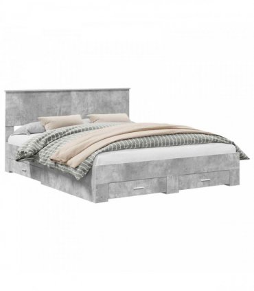 vidaXL Bed Frame Concrete Grey 160 x 200 cm Engineered Wood