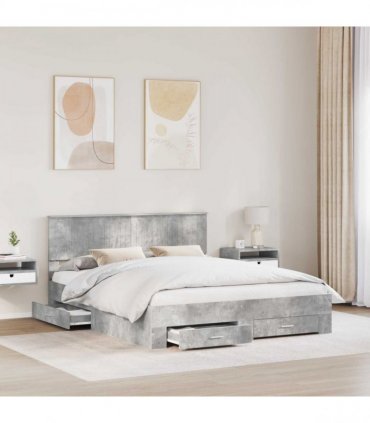 vidaXL Bed Frame Concrete Grey 160 x 200 cm Engineered Wood