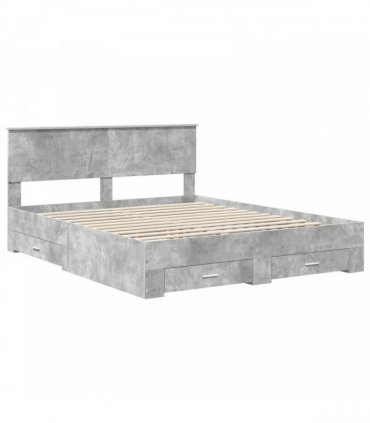 vidaXL Bed Frame Concrete Grey 160 x 200 cm Engineered Wood