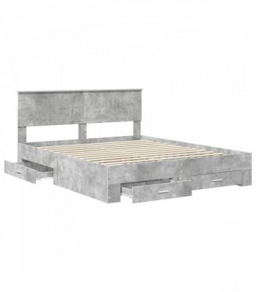vidaXL Bed Frame Concrete Grey 160 x 200 cm Engineered Wood
