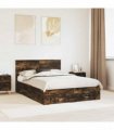 vidaXL Bed Frame with Drawer Smoked Oak 140 x 190 cm Engineered Wood