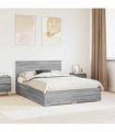 vidaXL Bed Frame with Drawer Grey Sonoma 135 x 190 cm Engineered Wood