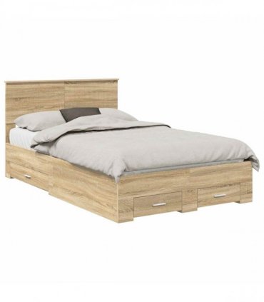 vidaXL Bed Frame with Drawer Sonoma Oak 120 x 200 cm Engineered Wood