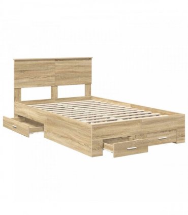 vidaXL Bed Frame with Drawer Sonoma Oak 120 x 200 cm Engineered Wood