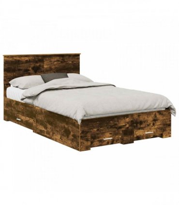 vidaXL Bed Frame Smoked Oak 120 x 200 cm Engineered Wood