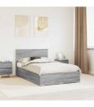vidaXL Bed Frame with Drawer Grey Sonoma 120 x 200 cm Engineered Wood
