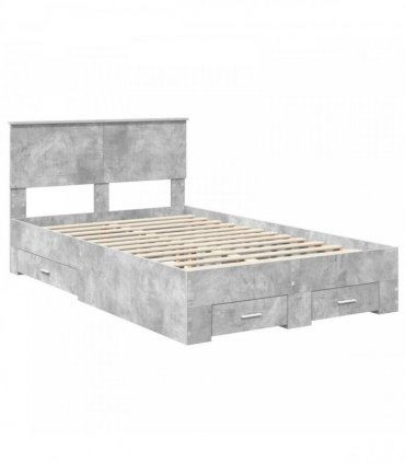 vidaXL Bed Frame Concrete Grey 120 x 190 cm Engineered Wood