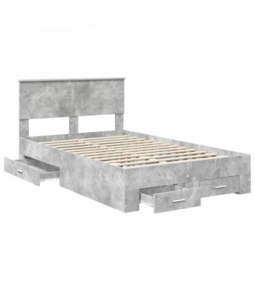 vidaXL Bed Frame Concrete Grey 120 x 190 cm Engineered Wood