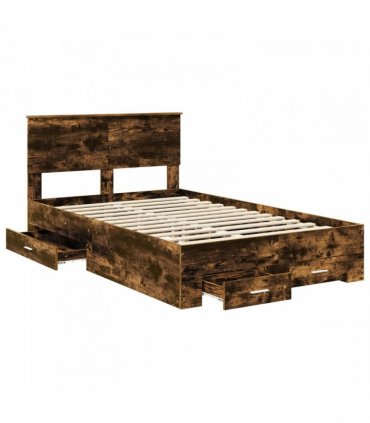 vidaXL Bed Frame Smoked Oak 120 x 190 cm Engineered Wood