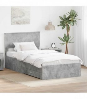 vidaXL Bed Frame Concrete Grey 100 x 200 cm Engineered Wood
