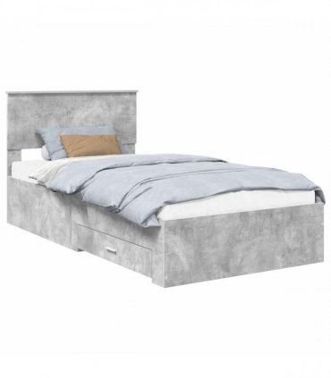 vidaXL Bed Frame Concrete Grey 100 x 200 cm Engineered Wood