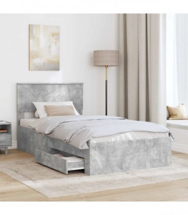 vidaXL Bed Frame Concrete Grey 100 x 200 cm Engineered Wood