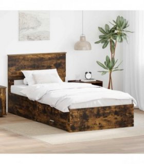 vidaXL Bed Frame Smoked Oak 100 x 200 cm Engineered Wood