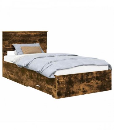 vidaXL Bed Frame Smoked Oak 100 x 200 cm Engineered Wood