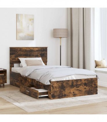 vidaXL Bed Frame Smoked Oak 100 x 200 cm Engineered Wood