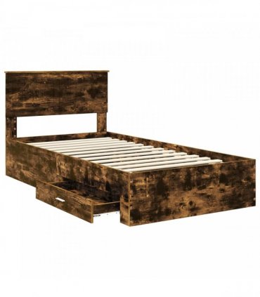 vidaXL Bed Frame Smoked Oak 100 x 200 cm Engineered Wood