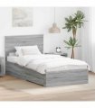 vidaXL Bed Frame with Drawer Grey Sonoma 100 x 200 cm Engineered Wood