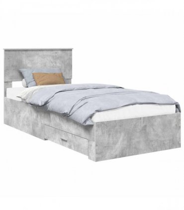 vidaXL Bed Frame with Drawer Concrete Grey 90 x 200 cm Engineered Wood