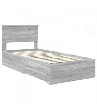 vidaXL Bed Frame with Drawer Grey Sonoma 90 x 200 cm Engineered Wood