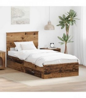 vidaXL Bed Frame with Drawer Old Wood 90 x 200 cm Engineered Wood