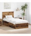 vidaXL Bed Frame with Drawer Old Wood 90 x 200 cm Engineered Wood