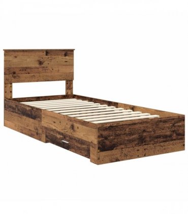 vidaXL Bed Frame with Drawer Old Wood 90 x 200 cm Engineered Wood