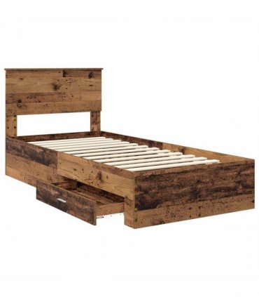 vidaXL Bed Frame with Drawer Old Wood 90 x 200 cm Engineered Wood